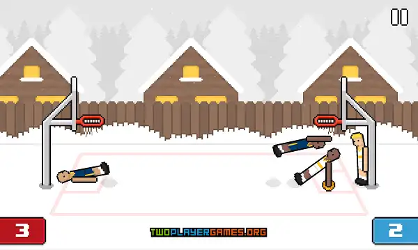 Basket Random Unblocked – Play Free in Browser Basket Random gameplay on snow court showing slippery physics with ragdoll players sliding after landing