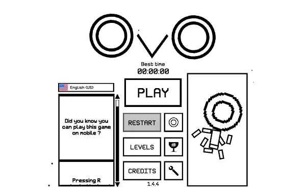 OvO Unblocked - Play Free in Browser OvO Unblocked gameplay showing stickman character wall-jumping through obstacle course