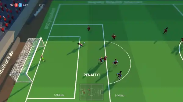 Super Liquid Soccer Unblocked - Play Free in Browser Super Liquid Soccer penalty shootout showing player taking kick against goalkeeper