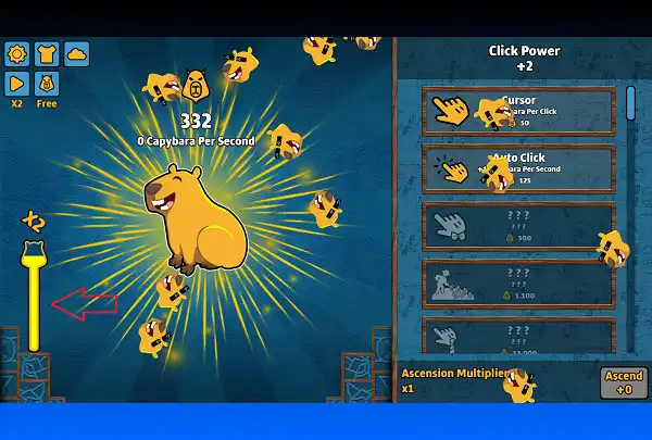 Capybara Clicker Unblocked - Play Free in Browser The energy bar doubles your output when full and never miss a golden capybara.